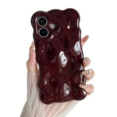 XIZYO Capa para iPhone 16 Plus de 6,7 polegadas linda estampa ondulada estética capa de telefone 3D encaracolado forma ondulada com glitter para mulheres meninas capa de silicone macio à prova de