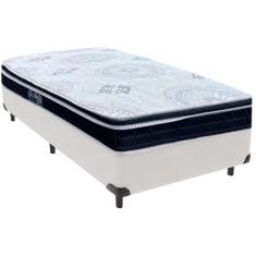 Cama Box Branco e Colchão Orthosono D33 Com Euro Pillow Solteiro Anjos