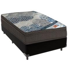 Cama Box Preto e Colchão ISO  Molas Ensacadas Solteiro Ortobom