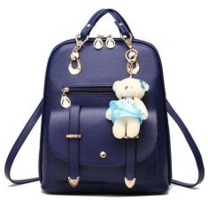 Bolsa Mochila Feminina Com Chaveiro Urso Em Couro Casual - KINGLEEN, A