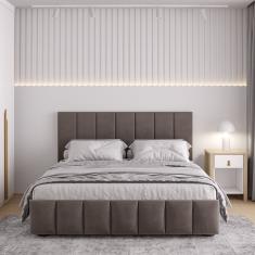 Cama Com Cabeceira Casal Estofada Uvaia Cabecasa Madeiramadeira Cappuccino