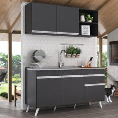 Armário De Cozinha Compacta Multimóveis Preto/branco