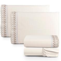 Jogo De Lençol Lese Percal 180 Fios Queen 4 Peças Barato - Palha