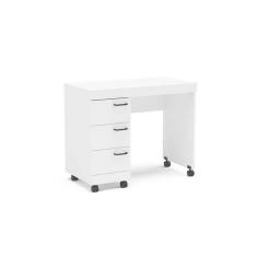 Mesa Escrivaninha Juvenil Osaka C/ 3 Gavetas E Rodízios Branco - Politorno