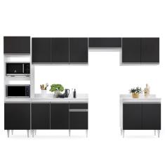 Cozinha Modulada 6 Módulos Composição 8 Branco-preto - Lumil Móveis