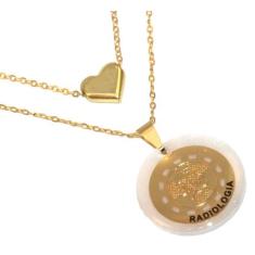 Colar Duplo Minha Profissão Radiologia Folheado Ouro 18k - Milena Folh