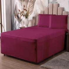 Jogo de Lençol Luva Queen Conjugada Veste Colchão e Box Malha 3 Peças 