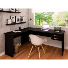 Escrivaninha Mesa Escritório em L 120x150cm com Gaveta Tampo 30mm - Ne