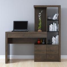 Escrivaninha Mesa Escritório com Estante 2 Portas 1 Gaveta Me4143 - Te