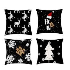 kit 4 capas almofadas natal dourado e preto 40x40