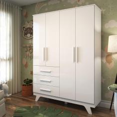 Guarda Roupa Infantil 4 Portas Branco
