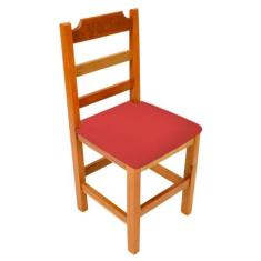 Cadeira Paulista De Madeira Com Estofado Vermelho Encosto Anatomico -