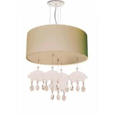 Lustre Pendente Infantil Nuvens Com Cúpula 30X15 Cáqui - Tom luz