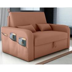 Sofá Cama 2 Lugares com Baú Bannow Veludo Ferrugem - Mais de Casa