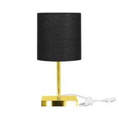 Abajur Eros Cilindrico Preto Base Toda Dourado Quadrada - MARRYLUZ