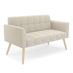 Sofá Namoradeira 2 Lugares Pé Palito Natural Elisa Bouclê Bege D03 - D`rossi
