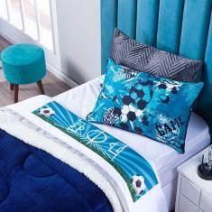 Jogo De Cama Futebol Branco Solt 3 Pçs Micr 180Fios