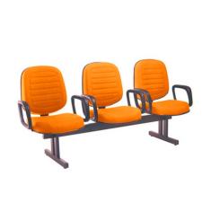Cadeira em Longarina com 03 lugares Linha Blenda Laranja