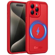 COOLQO Capa magnética para iPhone 15 Pro, compatível com MagSafe, design de camada dupla, proteção de grau militar, capa protetora traseira à prova de choque translúcida fosca resistente a arranhões