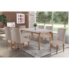 Mesa Cozinha Londrina c/ Tampo Madeirado c/ Vidro Canto Curvo 180x90cm