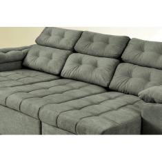 Sofa Itália 2,25 Mts Retrátil e Reclinável Tecido Suede Cinza - Moveis Marfim