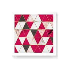 Arte Maníacos Quadro Decorativo Triangulos Mármore Vermelho - 50x50cm (Moldura em laca branca)