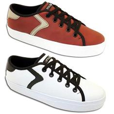 Kit 2 Tenis Casual Feminino Trilupy Vermelho e Branco