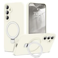 SKYLMW Capa para Samsung Galaxy S24 Plus com suporte magnético invisível [compatível com MagSafe] Testada contra quedas militares [proteção total da câmera] Capa de silicone S24 Plus para mulheres e