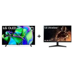 Smart TV OLED evo C3 42pol 4k OLED42C3PSA + Monitor Gamer LG UltraGear Tela IPS de 24” Full HD 144Hz HDMI HDR10 24GN60R - OLED42C3.24GN60R | LG BR