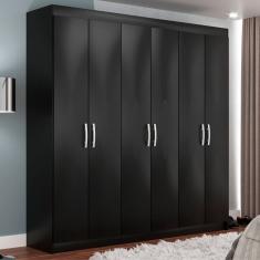 Guarda-Roupa Casal Montreal 6 Portas 2 Gavetas Black - Evidência Móveis