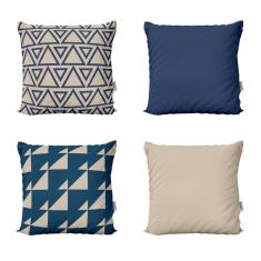 Capas De Almofadas Azul E Bege Decorativas Para Sofá 40X40