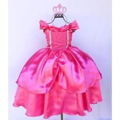 Vestido Festa Fantasia Princesa Bela Luxo Infantil E Tiara - festa lux