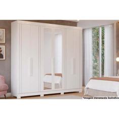 Guarda Roupa Casal 6 Portas c/ Espelho e Pés Cecilia Branco - Panan