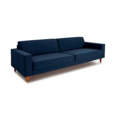 Sofá 3 Lugares Aurora Linho Azul 180 cm - Modern