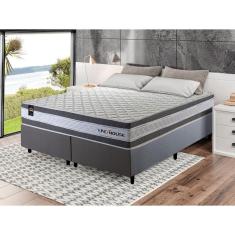 Conjunto Cama Box c/ Molas Ensacadas Alpine Cinza Queen 158x198x65