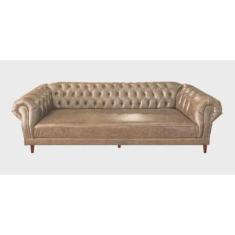 Sofá Chesterfield Capitonê Duque 3 Lugares Suede Bege