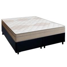 Cama Box Casal Bipartido Sintético + Colchão De Molas Ensacadas Portobel Ipanema 138x188x65cm Preto