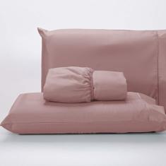 Jogo Lençol 400 Fios Ponto Palito Cama King 3pçs Poliéster - Rose