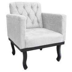 Poltrona Decorativa Classic Suede Branco - AM Decor, Branco