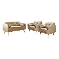 Conjunto Sofá Luma 2 Lugares + 2 Poltronas Moderna Decoração Sala Varanda Recepção