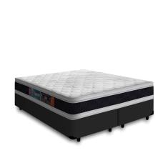 Cama Box Super King + Colchão De Espuma D45 Castor Black White Double Face 193x203x62cm