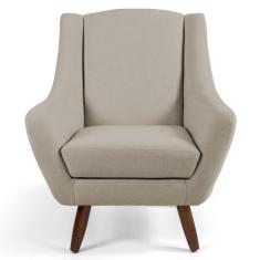 Poltrona Decorativa Sala de Estar Pés de Madeira Naomi Algodão Poliést