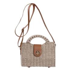 Bolsa Feminina Verão Palha Pequena Moderna Casual Praia Top - Alwy, Be