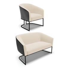 Namoradeira E Poltrona Industrial Preto Stella Pto-linho D03 - D`rossi Cor Bege