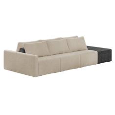 Sofá Ilha 3 Lugares Living 312cm Modulado Lary Bouclê Pu Pto K01 Cor Bege