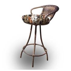 Banqueta Giratória em Fibra Sintética - Tecido Revieira Marrom - Abino