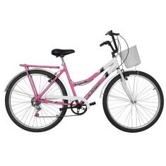 Bicicleta Aro 26 Ultra Bikes New Summer Bicolor 6 Marchas, Rosa, Branc