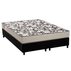 Cama Box Queen: Colchão Espuma Ortobom Physical Ultra Resistente + Base crc Suede Black(158x198)