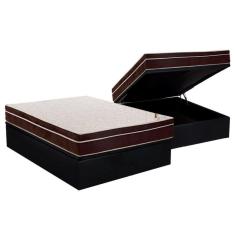 Cama Box Baú Casal Colchão Anatômico Ortobom Exclusive + Base Crc Courano Black(138x188)