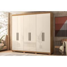 Guarda Roupa 6 Portas e 2 Gavetas c/ Pés Venice Amendola/Off White - Demóbile